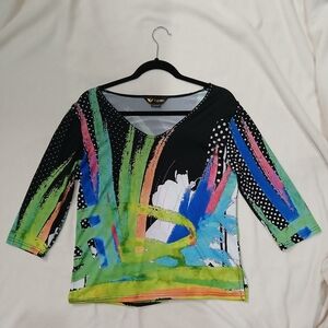 Valentina Black Multicolor Abstract Blouse